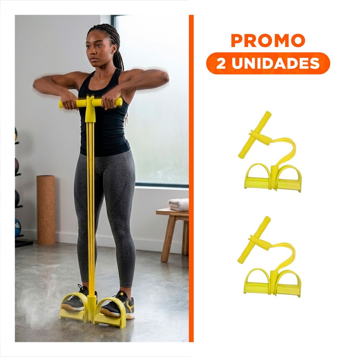 PACK2 CINTA PARA FITNESS CON PEDAL AMARILLO - 1
