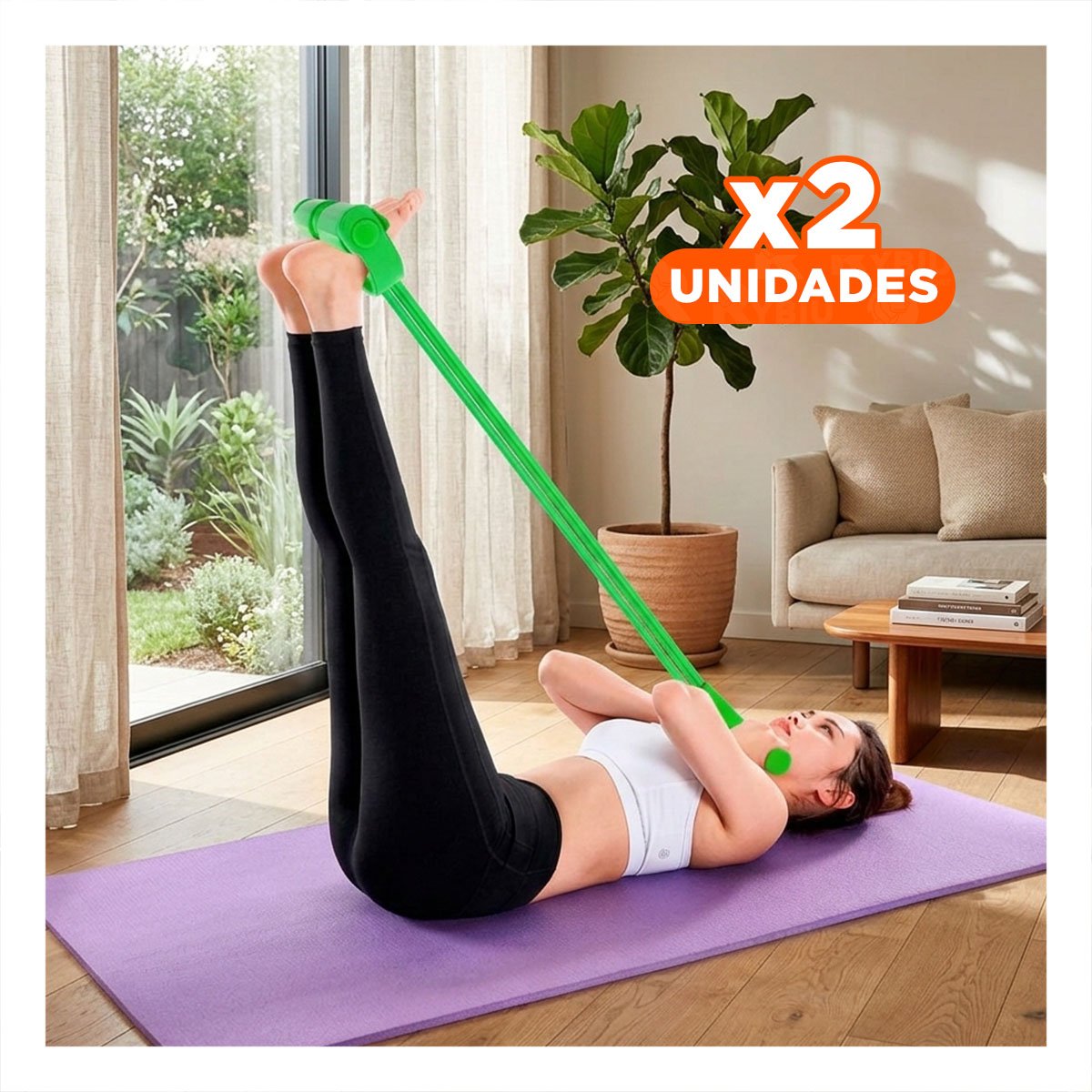 PACK2 TIRA PARA FITNESS CON PEDAL VERDE Y+REGALO STICKER - 1