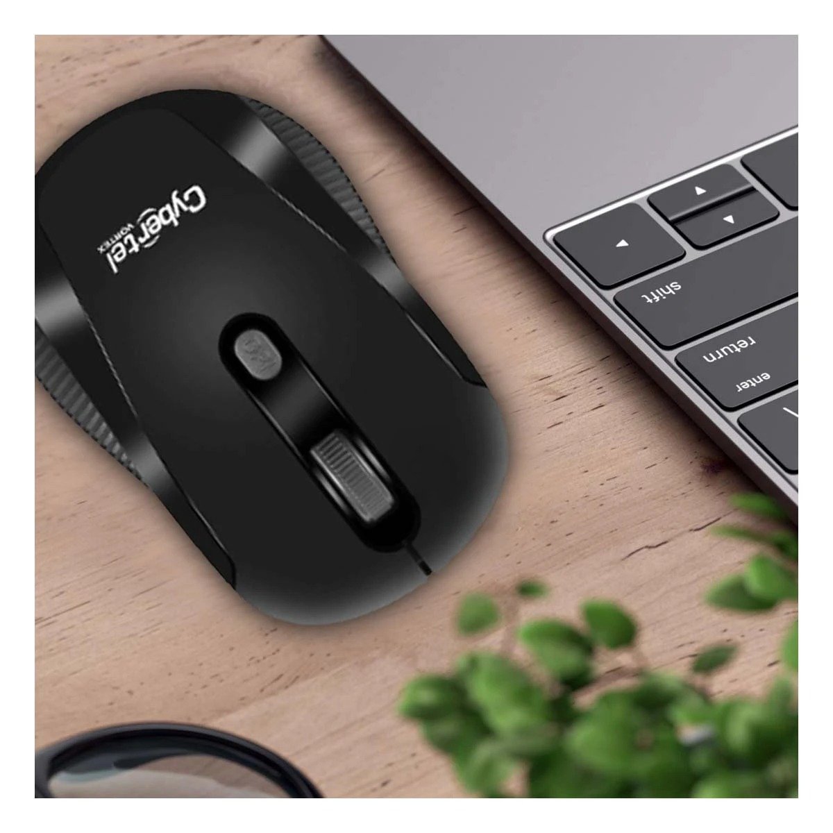 PACK4 MOUSE PORTATIL CYBERTEL NEGRO DISEÑO COMPACTO Y MODERNO Y+REGALO STICKER - 5