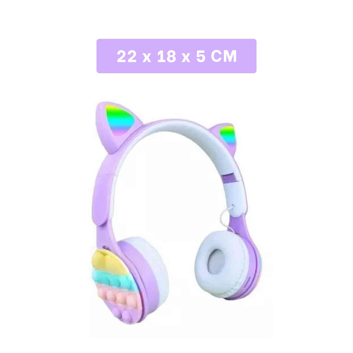 PACK4 AURICULARES JUVENILES CON OREJAS DE GATO POP IT LILA MODA MUJER Y+REGALO STICKER - 4