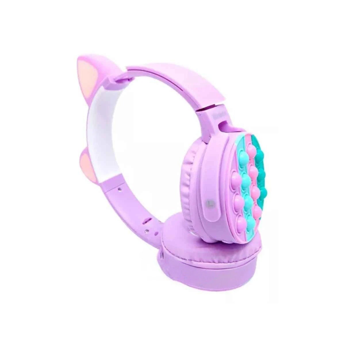 PACK4 CASCOS JUVENILES CON OREJAS DE GATO POP IT LILA DISEÑO ACTUAL Y+PAPEL REGALO - 3