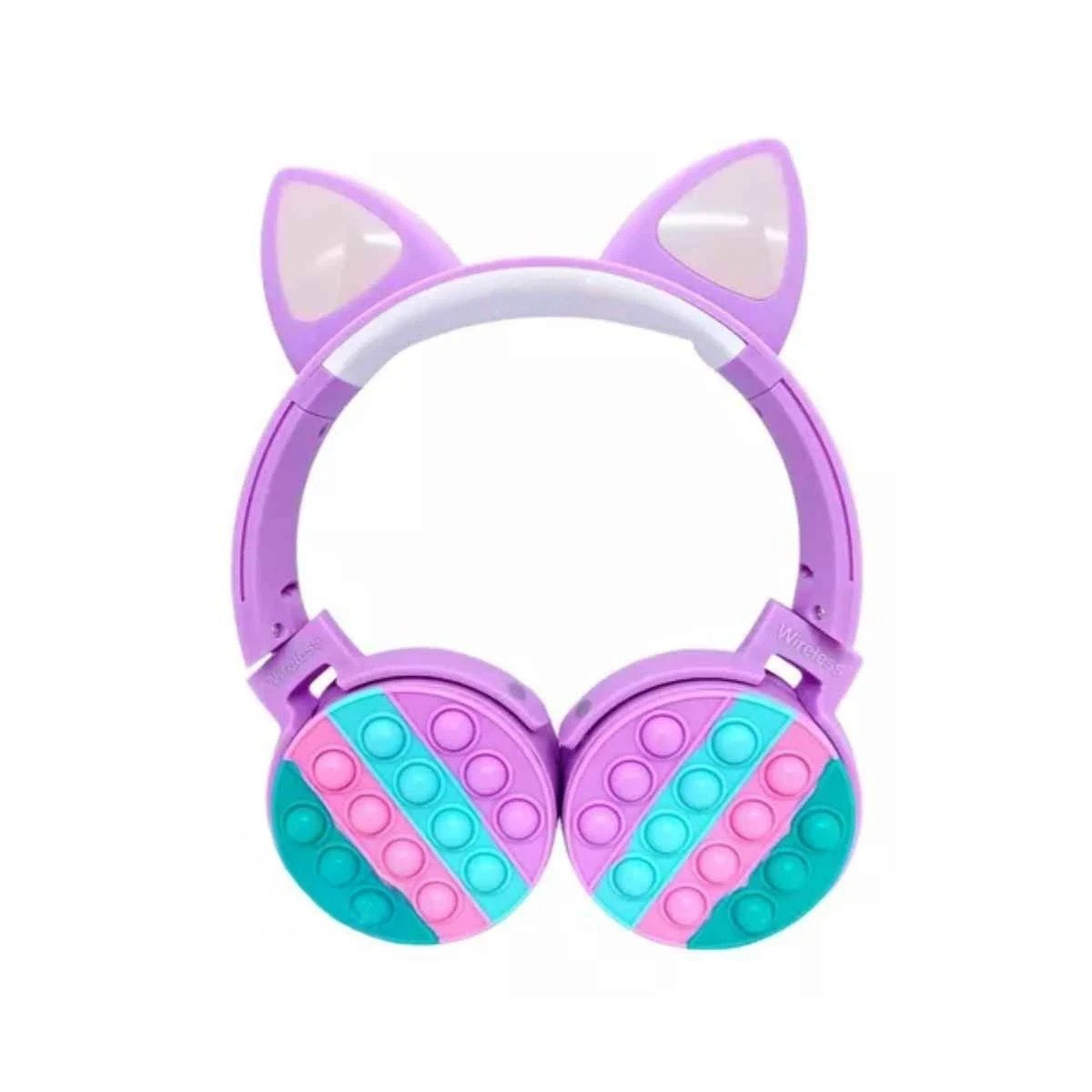PACK2 AURICULARES CON LUZ LED OREJAS DE GATO POP IT LILA ESTILO GAMER Y+REGALO STICKER - 2