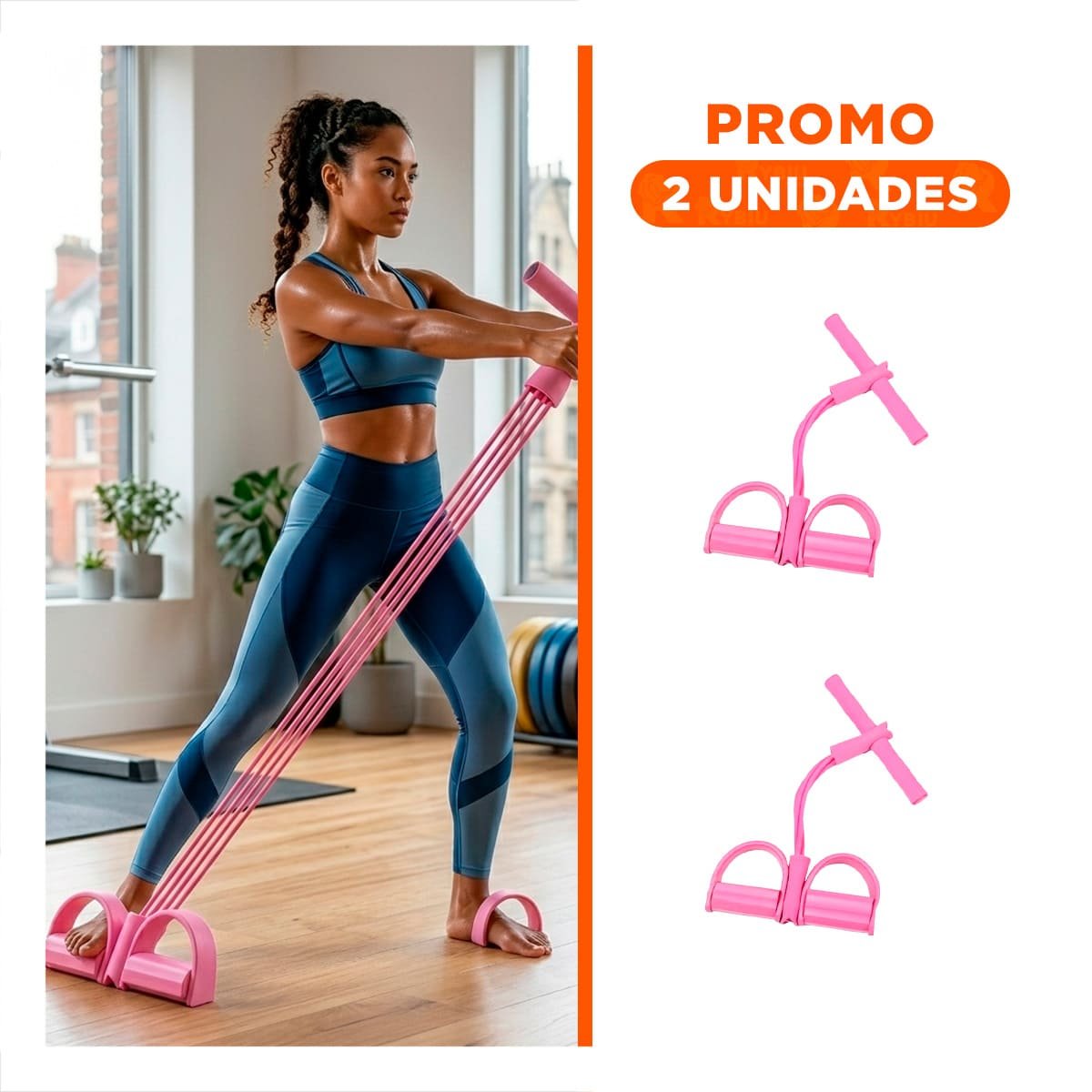 PACK2 CINTA PARA FITNESS CON PEDAL ROSADO - 1