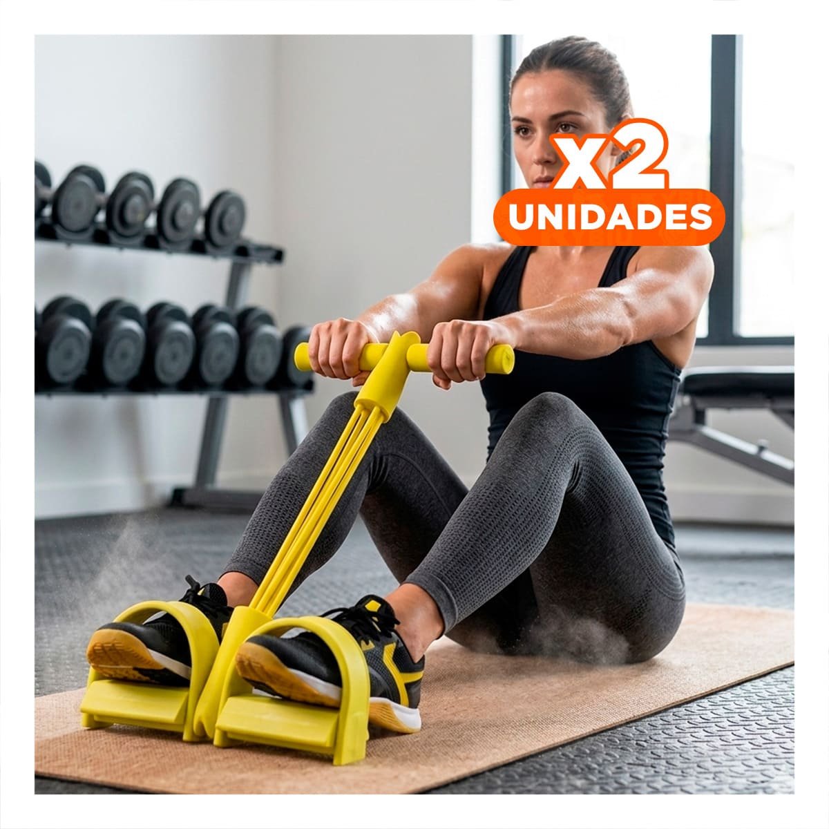 PACK2 TIRA PARA FITNESS CON PEDAL AMARILLO Y+REGALO STICKER - 1