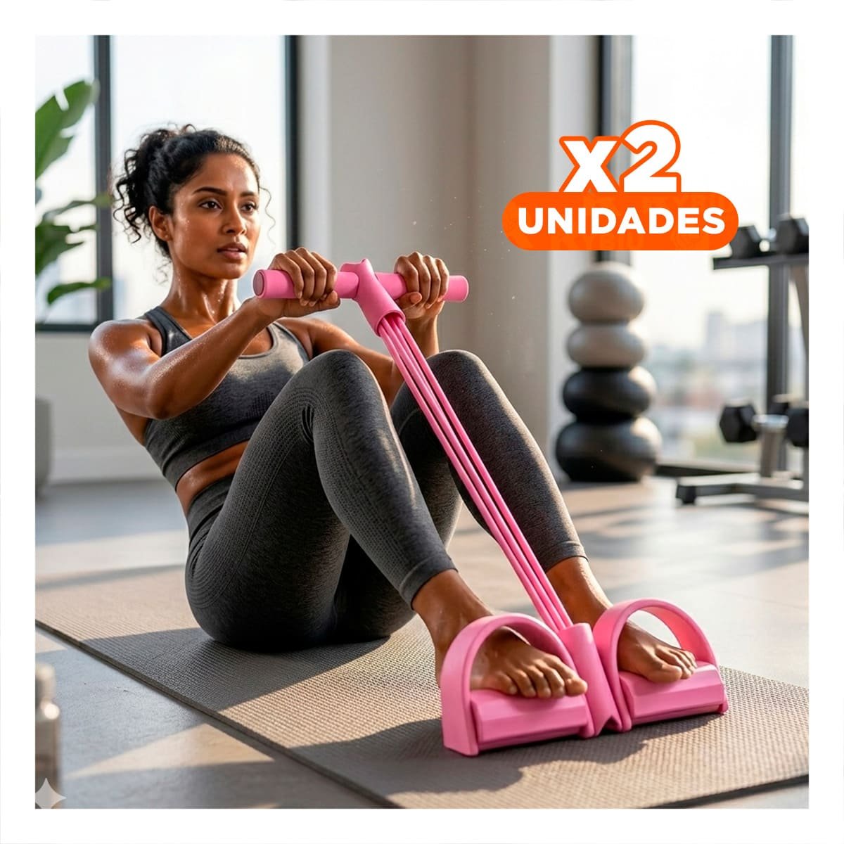PACK2 TIRA PARA FITNESS CON PEDAL ROSADO Y+REGALO STICKER - 1
