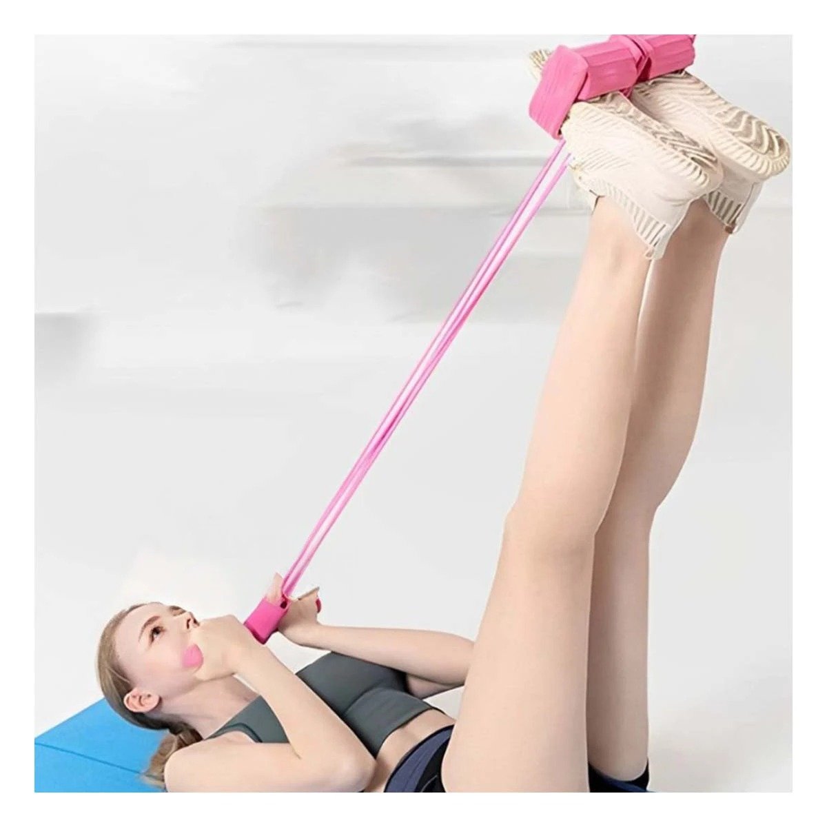 PACK2 TIRA PARA FITNESS CON PEDAL ROSADO Y+REGALO STICKER - 5