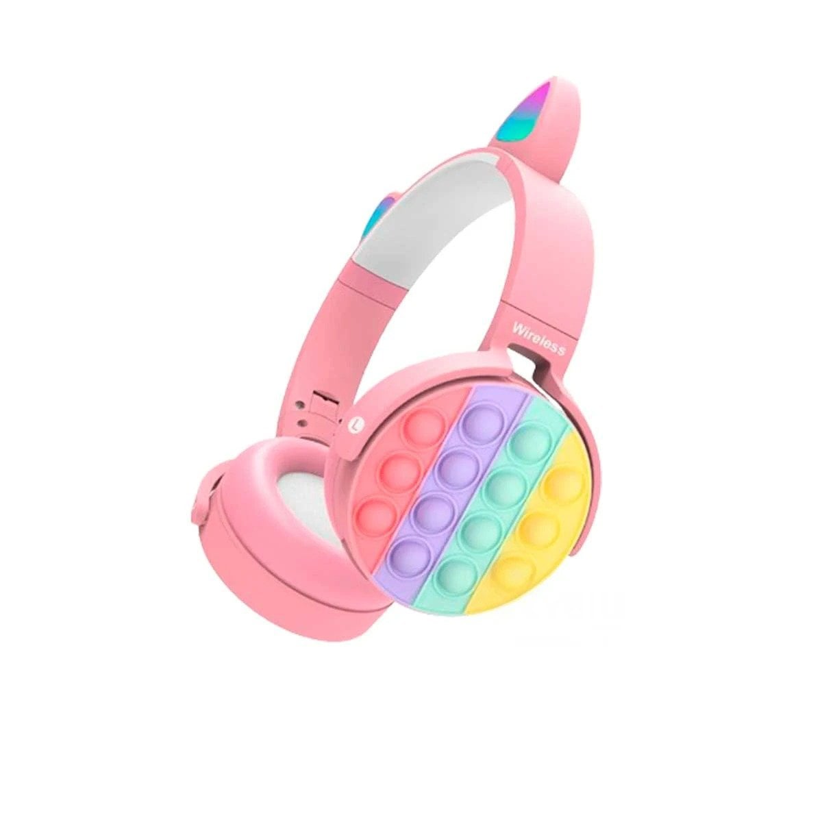 PACK2 CASCOS JUVENILES CON OREJAS DE GATO POP IT ROSADO DISEÑO ACTUAL Y+REGALO STICKER - 2