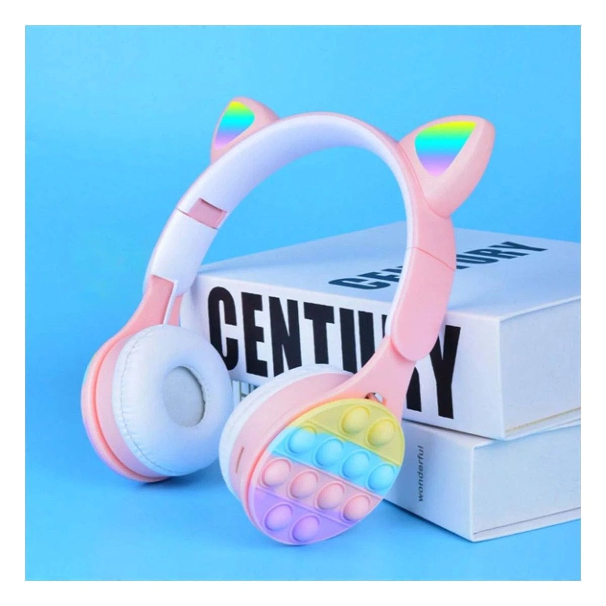 PACK2 CASCOS JUVENILES CON OREJAS DE GATO POP IT ROSADO DISEÑO ACTUAL Y+REGALO STICKER - 5