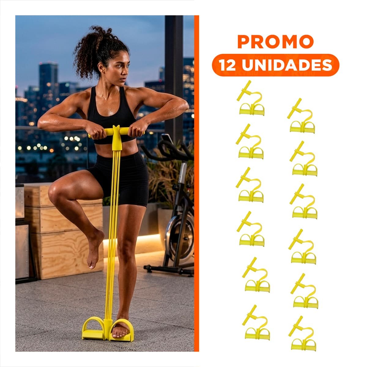 PACK12 CORREA ELASTICA CON PEDAL AMARILLO RESISTENTE Y+REGALO STICKER - 1
