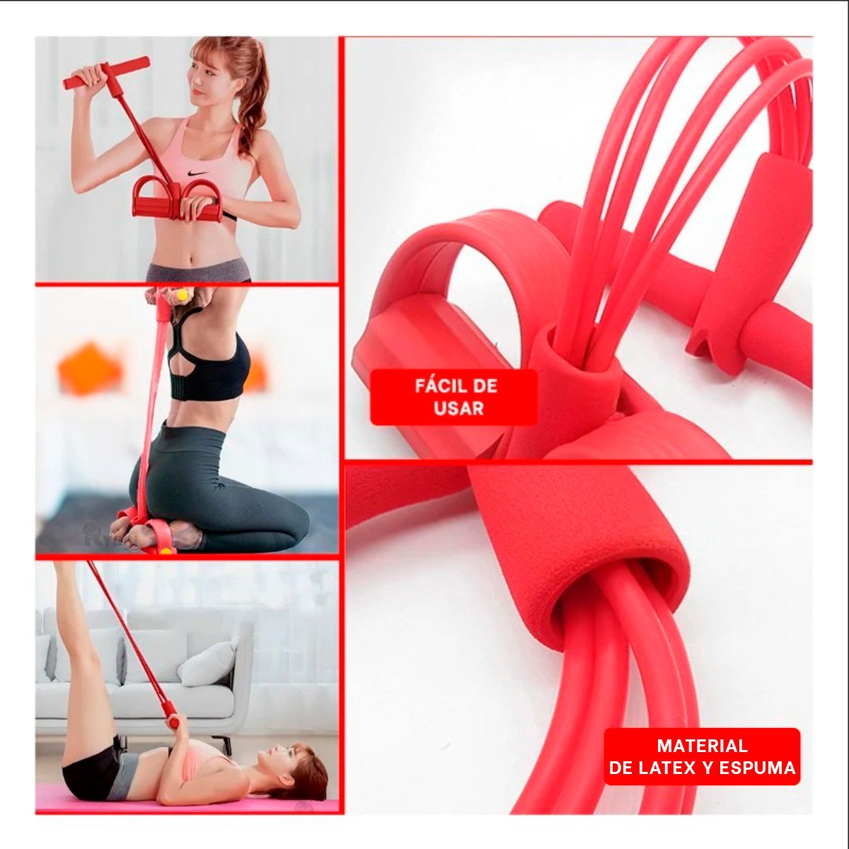 PACK2 CORREA PARA FITNESS CON PEDAL ROJO Y+PAPEL REGALO - 3