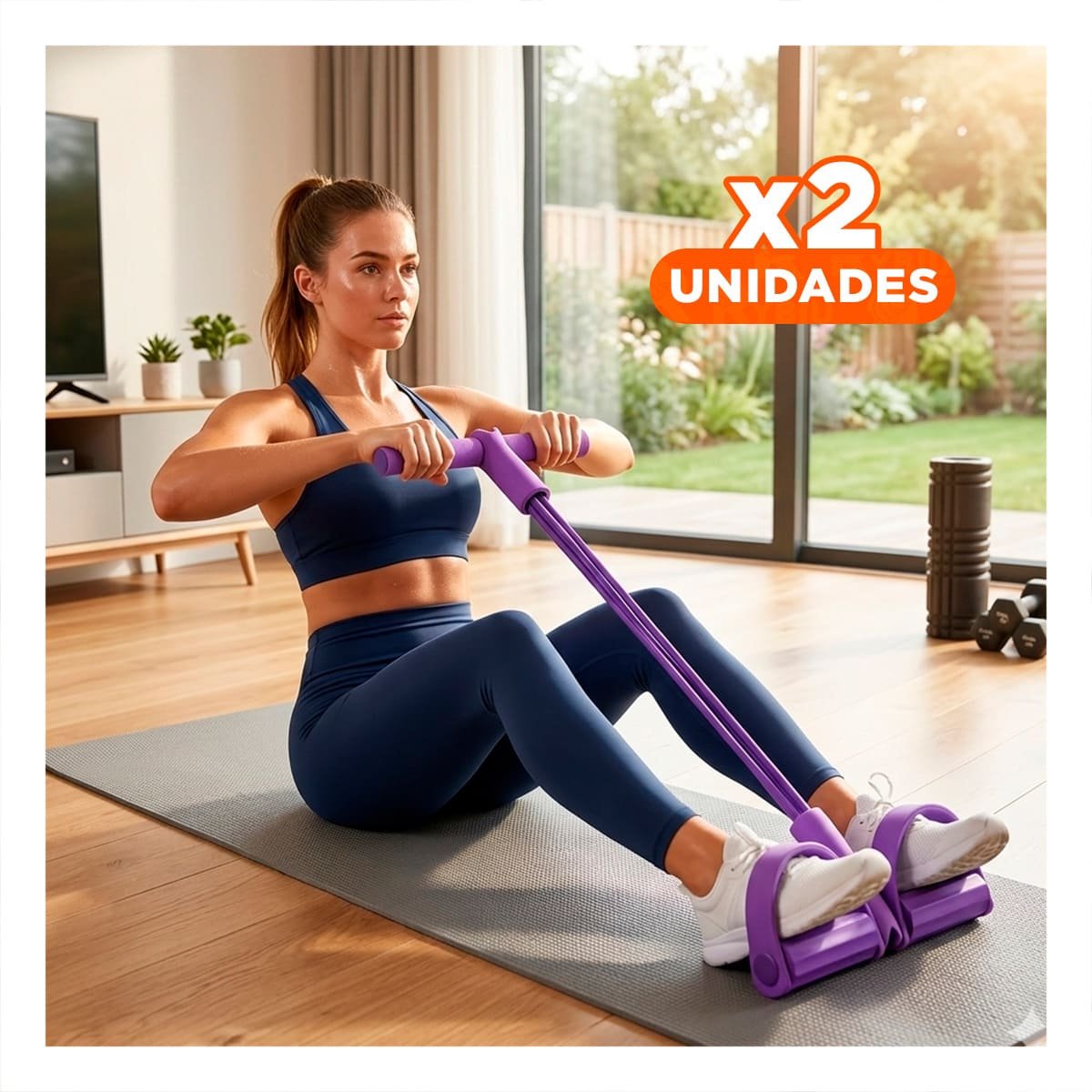PACK2 TIRA PARA FITNESS CON PEDAL MORADO Y+REGALO STICKER - 1