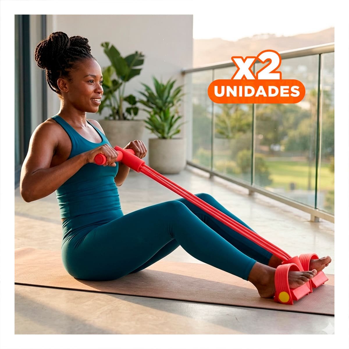 PACK2 TIRA PARA FITNESS CON PEDAL ROJO Y+REGALO STICKER - 1