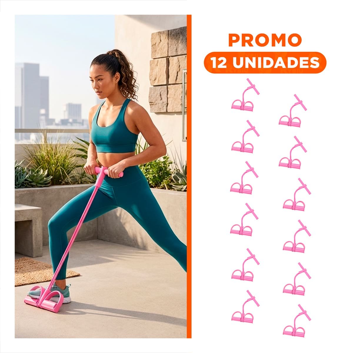 PACK12 CORREA ELASTICA CON PEDAL ROSADO RESISTENTE Y+REGALO STICKER - 1