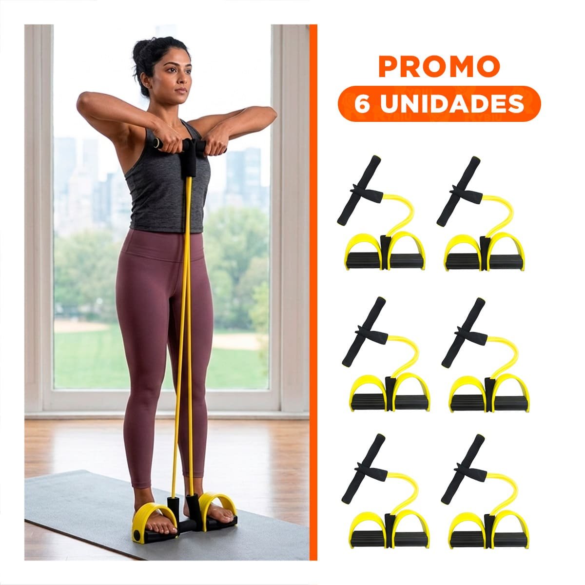 PACK6 CORREA PARA CASA CON PEDAL AMARILLO Y NEGRO - 1