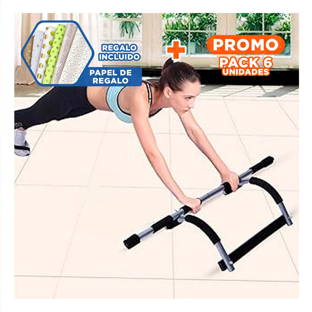 PACK6 ESTRUCTURA DE GIMNASIO PARA PUERTA TIPO IRON GYM Y+PAPEL REGALO - 1