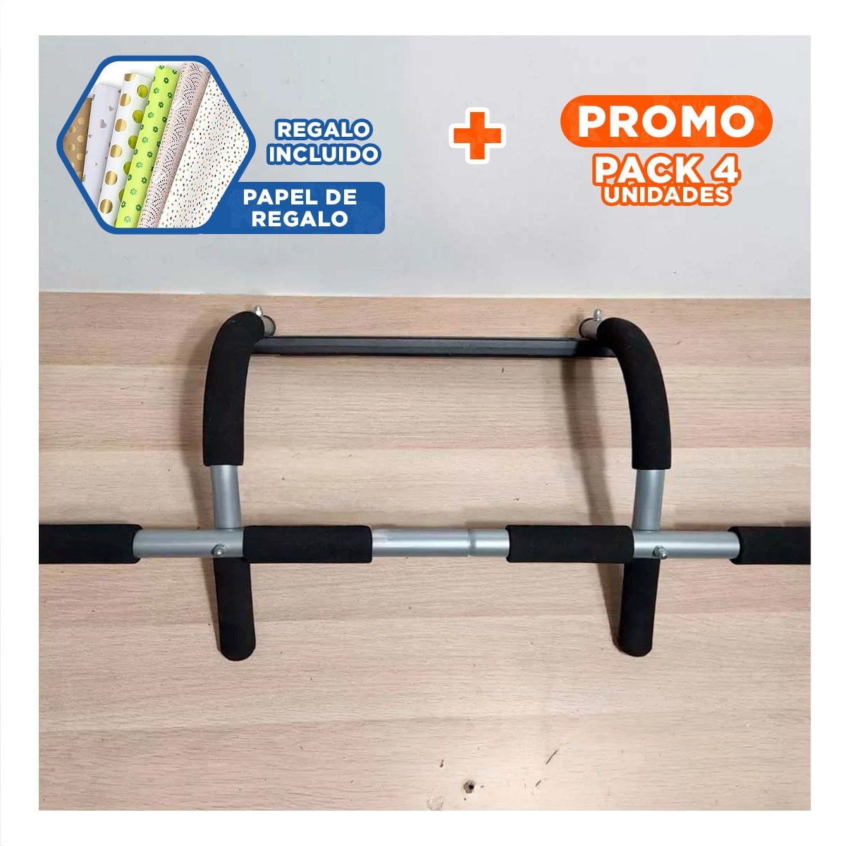 PACK4 SOPORTE DE GIMNASIO PARA PUERTA TIPO IRON GYM Y+PAPEL REGALO - 1
