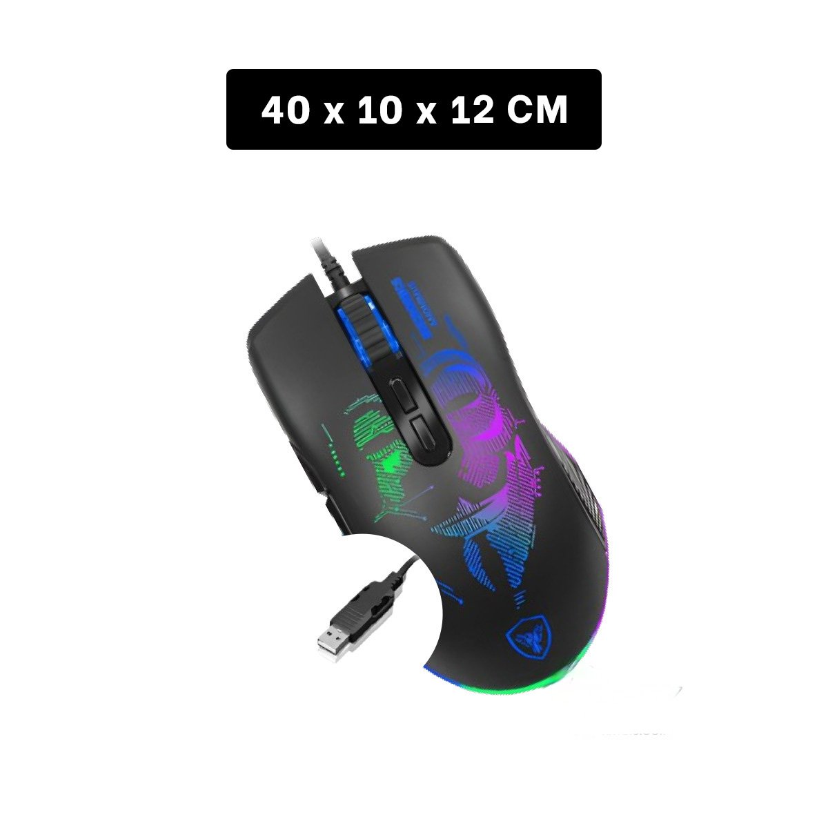 RATON GAMER ANONIMUS NEGRO PARA DESKTOP CON DISENO ERGONOMICO Y ESTILO Y+REGALO STICKER - 4