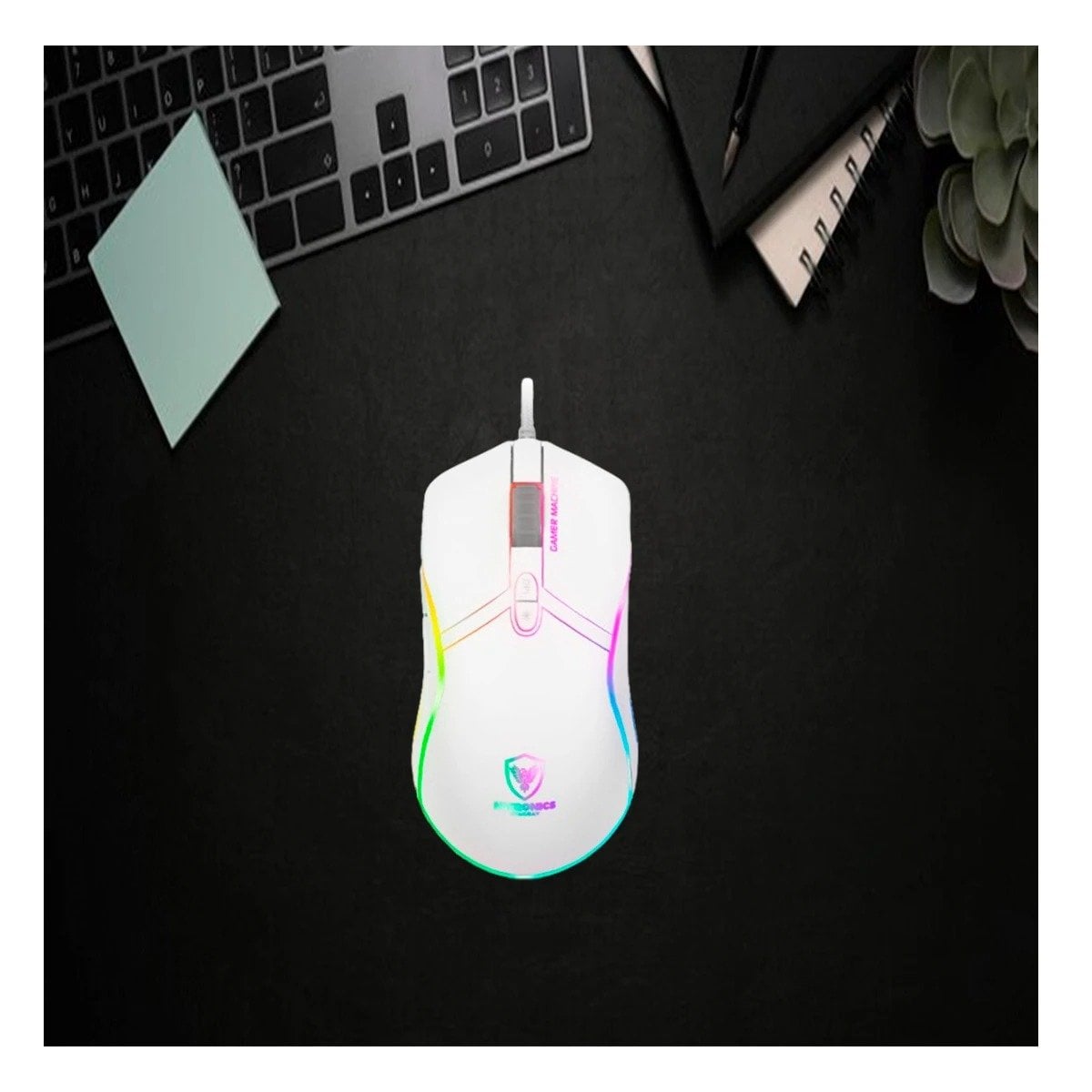 RATON GAMER STINGRAY BLANCO PARA DESKTOP CON DISENO ERGONOMICO Y+REGALO STICKER - 5