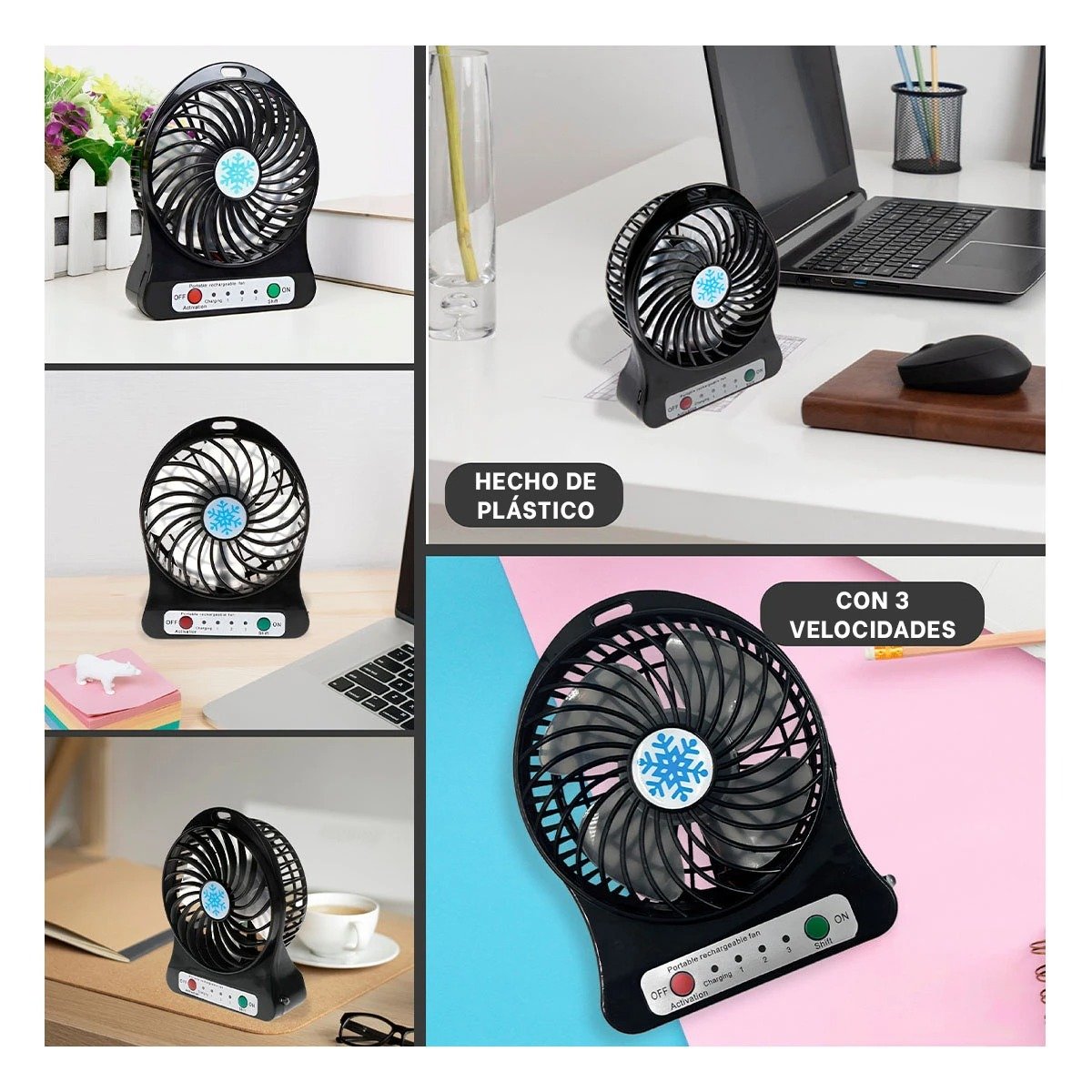 PACK12 AIREADOR MINI PORTATIL RECARGABLE NEGRO MODERNO FUNCIONAL CON SOPORTE Y+PAPEL REGALO - 2