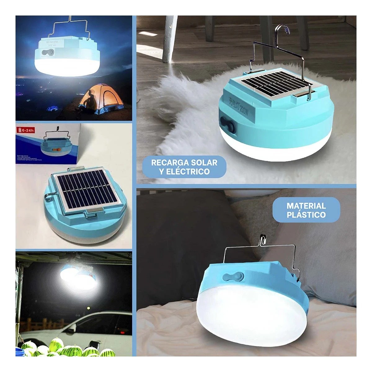 PACK2 LUZ RECARGABLE CELESTE FUNCIONAL MODERNO CON LED DE ALTA LUMINOSIDAD Y+PAPEL REGALO - 3