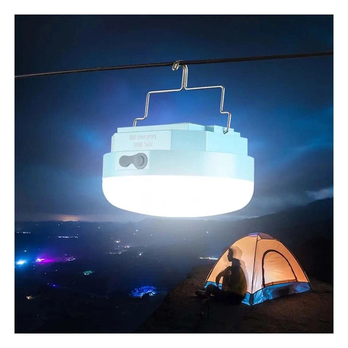 PACK4 FAROL RECARGABLE CELESTE POTENTE CON LED AJUSTABLE PARA CAMPING Y+REGALO STICKER - 1