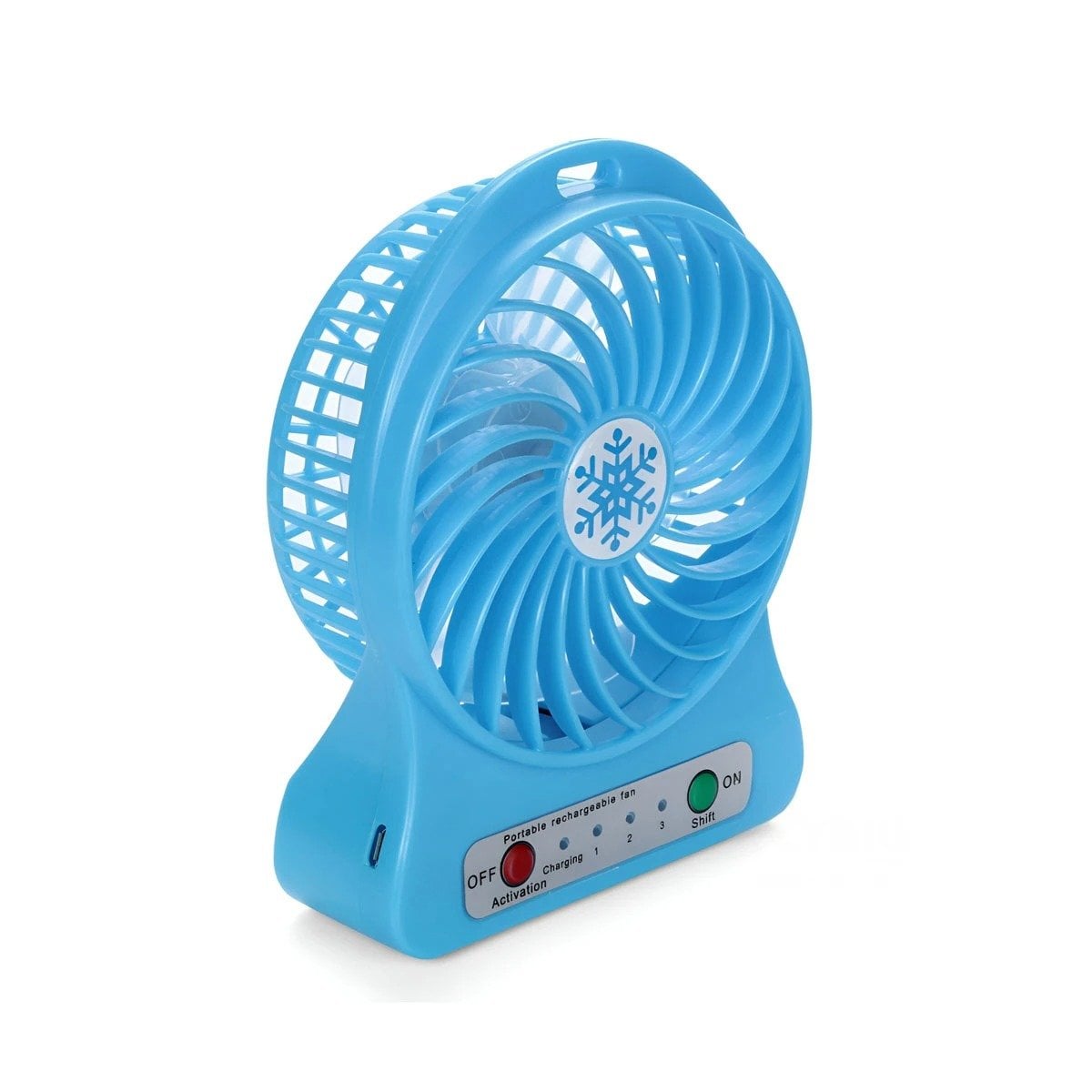PACK4 ABANICO MINI PORTATIL RECARGABLE AZUL MODERNO ERGONOMICO PARA ESCRITORIO Y+PAPEL REGALO - 3