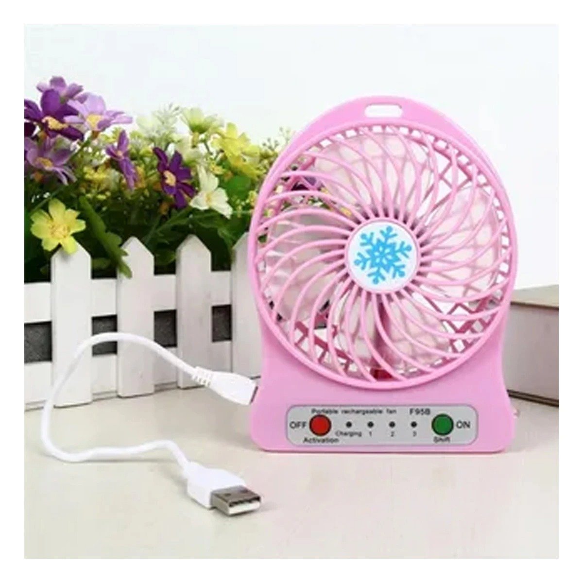 PACK2 VENTILADOR DE MANO MINI RECARGABLE ROSADO PRACTICO Y LIGERO Y+REGALO STICKER - 1