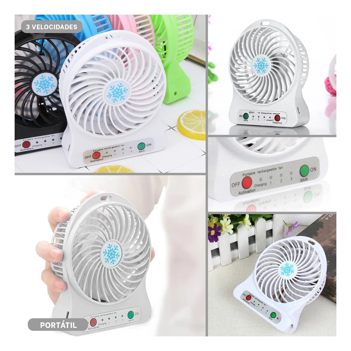PACK2 REFRESCADOR MINI PORTATIL RECARGABLE BLANCO MODERNO COMPACTO Y+PAPEL REGALO - 3