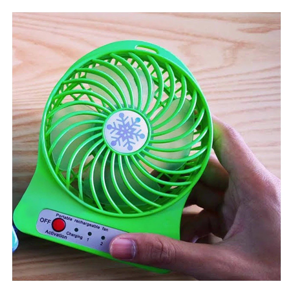 PACK6 VENTILADOR MINI PORTATIL RECARGABLE VERDE COMPACTO SILENCIOSO Y+REGALO STICKER - 5