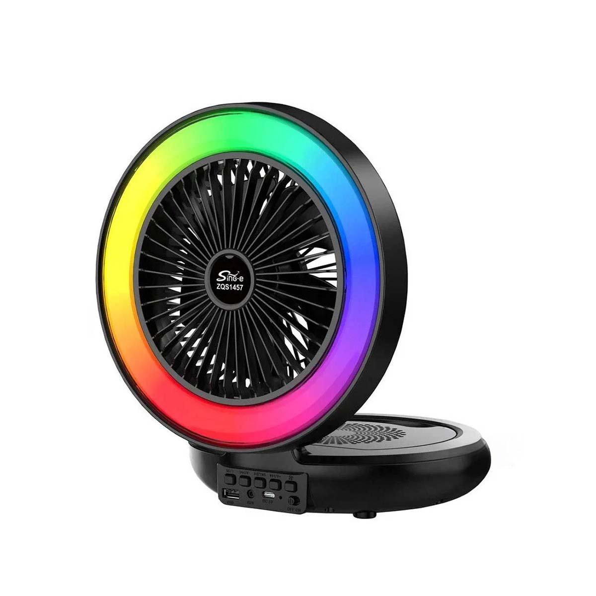 PACK2 AUDIO PORTATIL CON VENTILADOR INCORPORADO NEGRO BLUETOOTH CON BASE Y+REGALO STICKER - 2