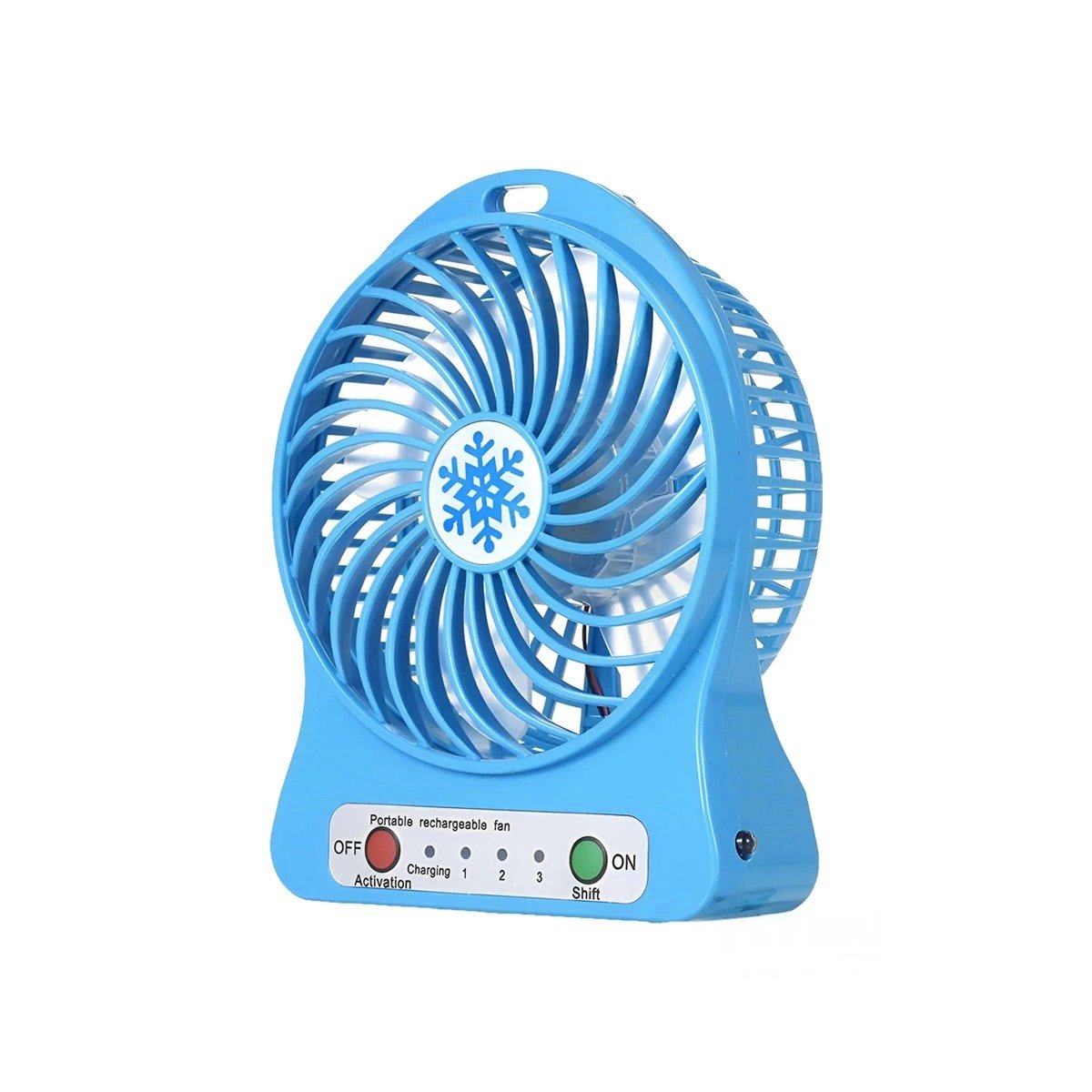 PACK6 VENTILADOR MINI PORTATIL RECARGABLE AZUL PRACTICO LIGERO CON PUERTO USB Y+REGALO STICKER - 2