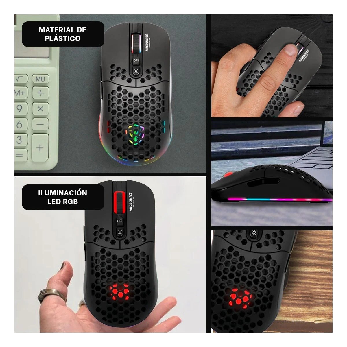 PACK4 DISPOSITIVO GAMER MICRONICS WARRIOR NEGRO PARA LAPTOP CON RESPUESTA Y+REGALO STICKER - 2