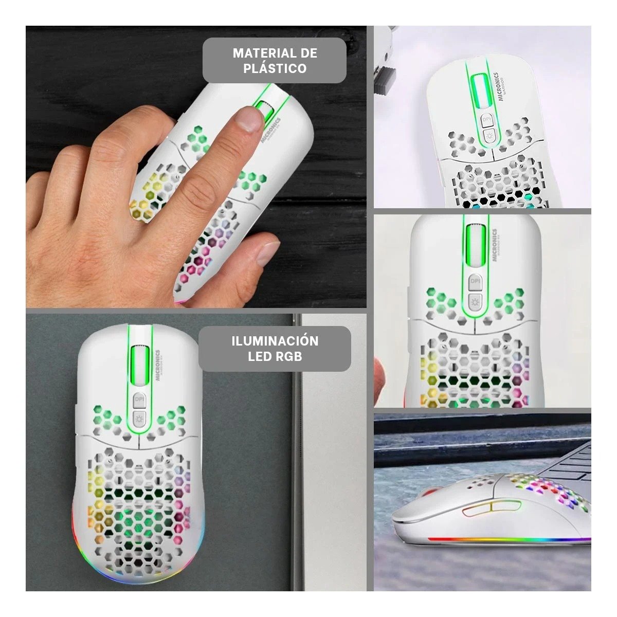 PACK6 ACCESORIO GAMER MICRONICS WARRIOR BLANCO PARA PC CON DISENO DE CALIDAD Y+PAPEL REGALO - 3