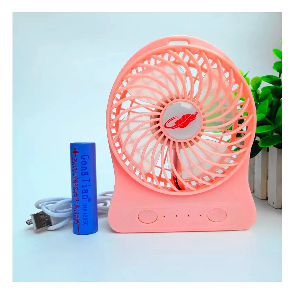 PACK12 ABANICO MINI PORTATIL RECARGABLE ROSADO CON DISENO ERGONOMICO - 3