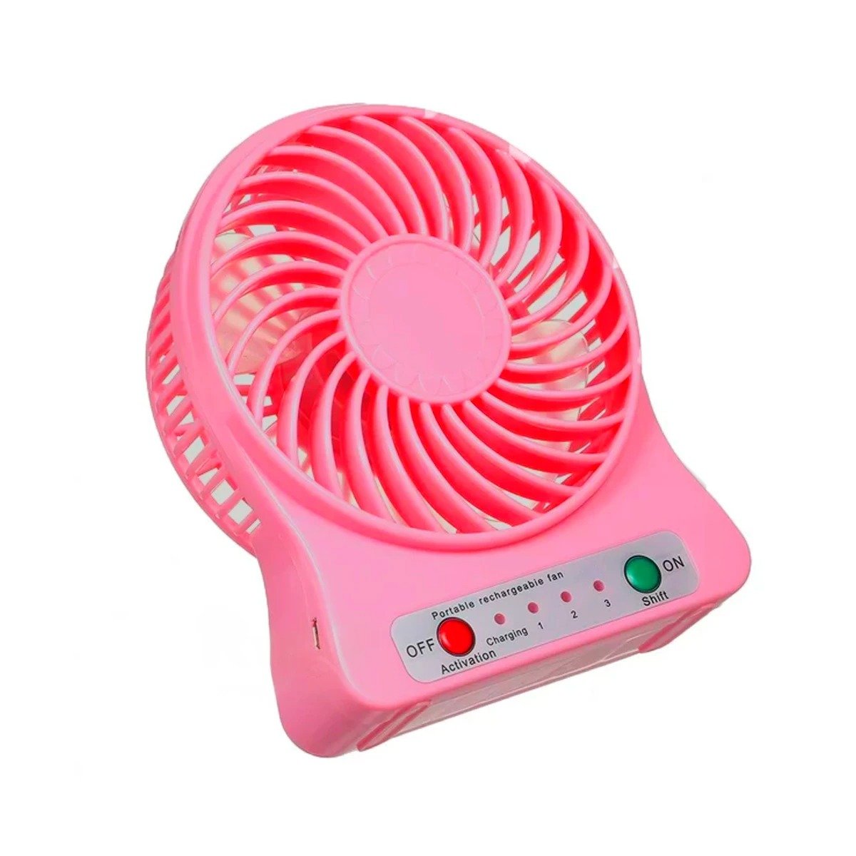 PACK4 ABANICO MINI PORTATIL RECARGABLE ROSADO CON BASE PARA ESCRITORIO Y+PAPEL REGALO - 3