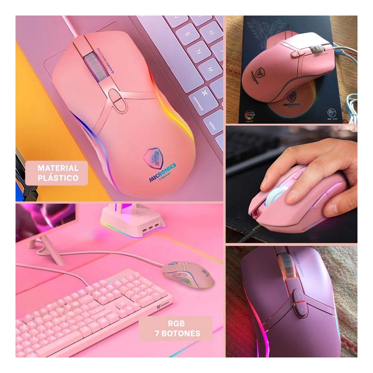 ACCESORIO GAMER STINGRAY ROSADO PARA PC GAMER CON ESTRUCTURA Y+POST IT - 5