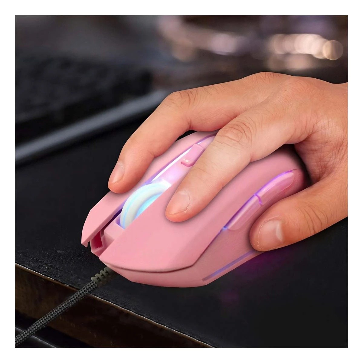PACK4 ACCESORIO GAMER STINGRAY ROSADO PARA SETUP CON ESTETICA MODERNA Y+PAPEL REGALO - 5