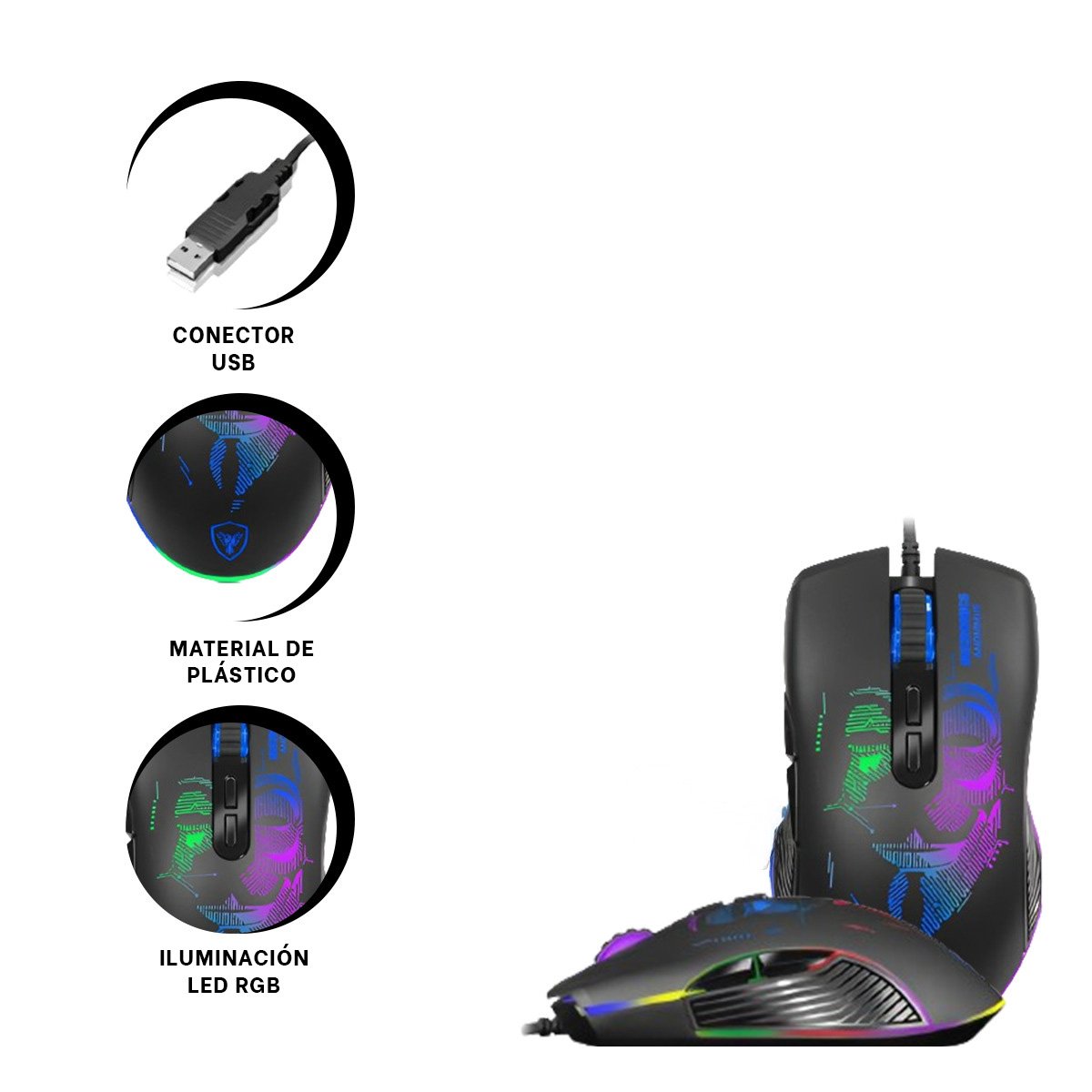 PERIFERICO GAMER ANONIMUS NEGRO PARA JUGADORES CON TECNOLOGIA AVANZADA Y+LIGAS REGALO - 3
