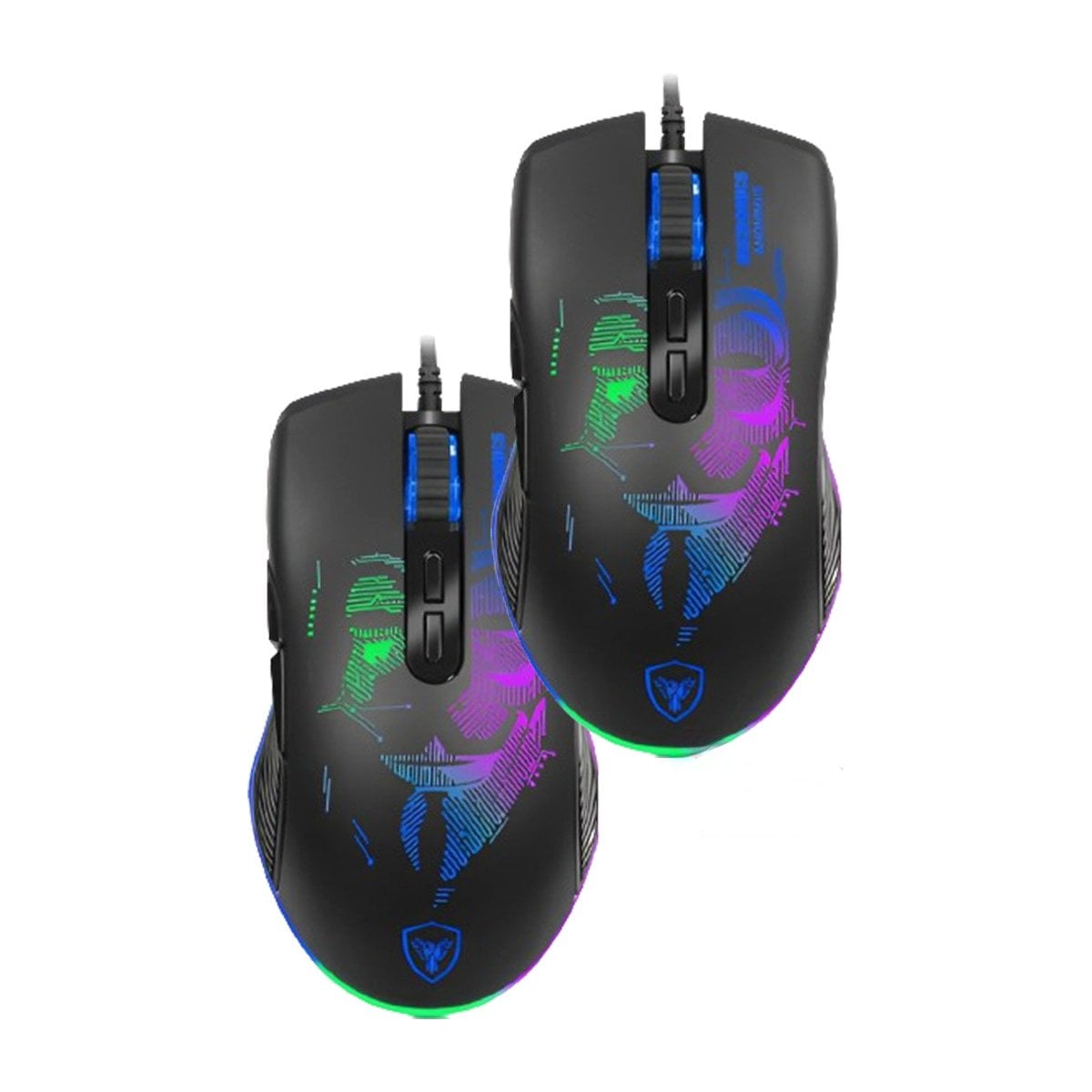 PACK2 RATON GAMER ANONIMUS NEGRO PARA PC CON DISENO DE ULTIMA GENERACION Y+REGALO STICKER - 2