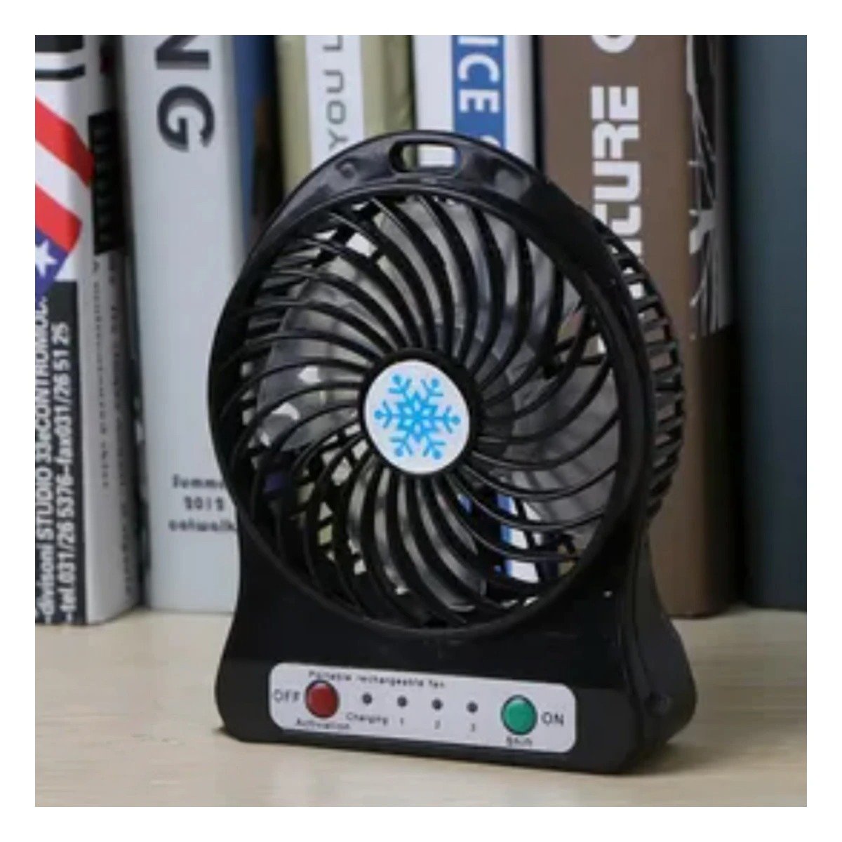 PACK6 VENTILADOR MINI PORTATIL RECARGABLE NEGRO PRACTICO LIGERO CON PUERTO USB Y+REGALO STICKER - 5