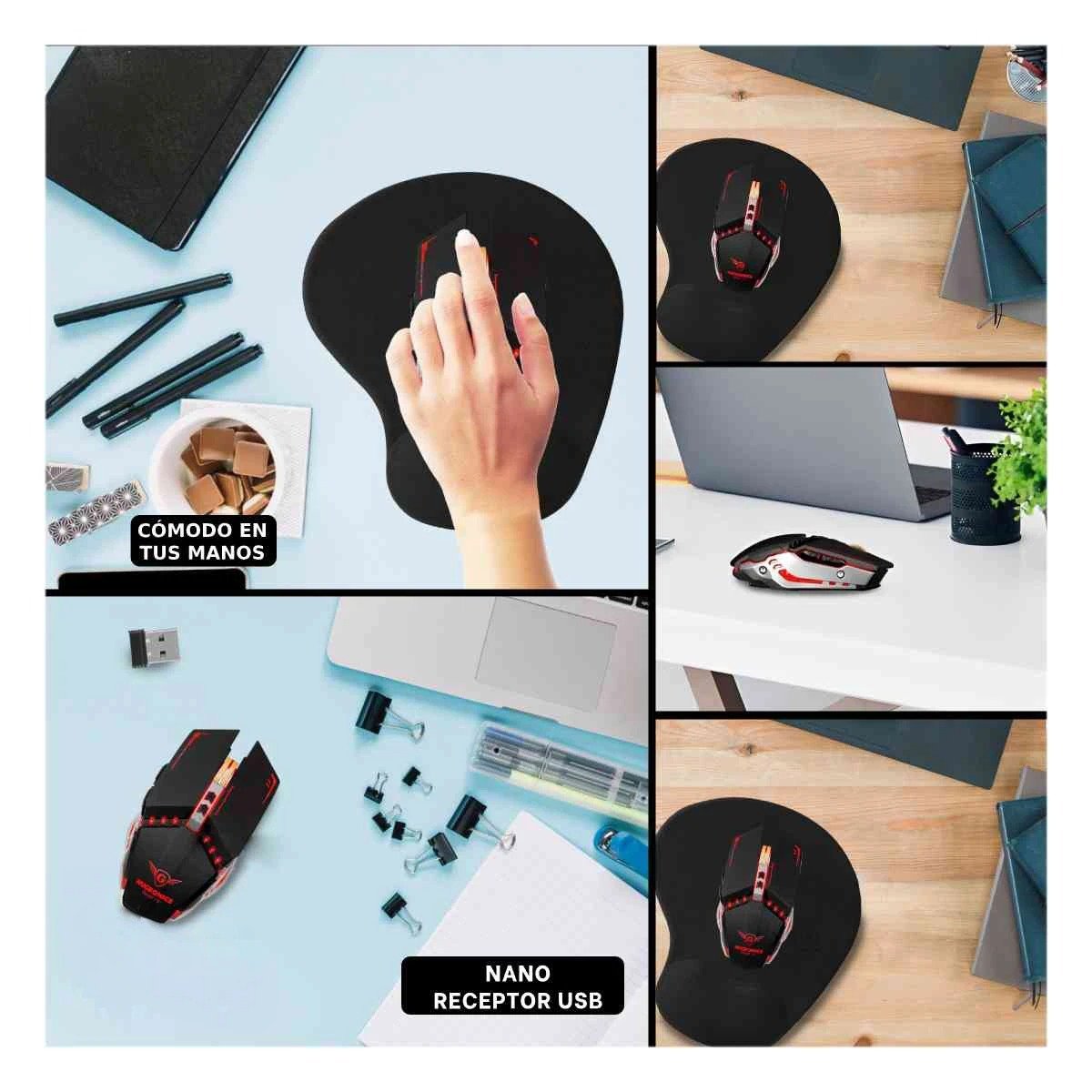 PACK2 MOUSE GAMER RANGERX NEGRO PARA LAPTOP CON SENSOR DE MOVIMIENTO Y+PAPEL REGALO - 3