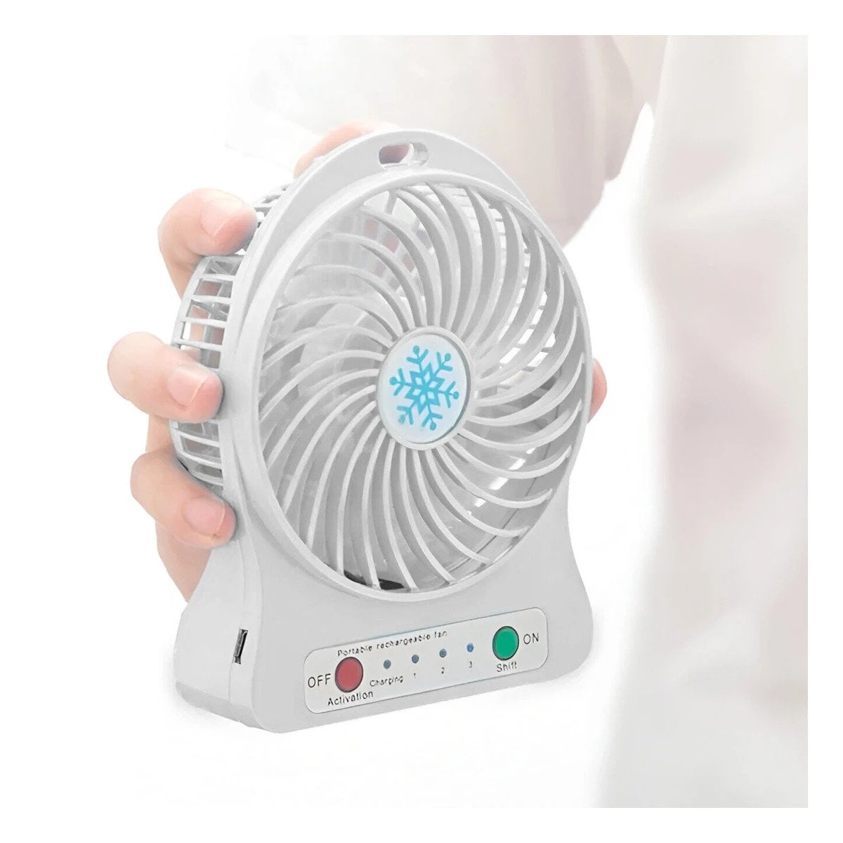 PACK4 VENTILADOR MINI PORTATIL RECARGABLE BLANCO COMPACTO SILENCIOSO CON SOPORTE - 5