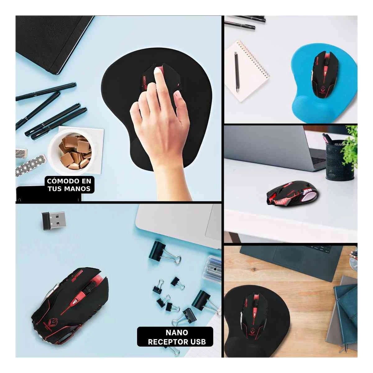 PACK6 RATON GAMER ALIEN NEGRO PARA CYBER CON DISENO ERGONOMICO Y+PAPEL REGALO - 3