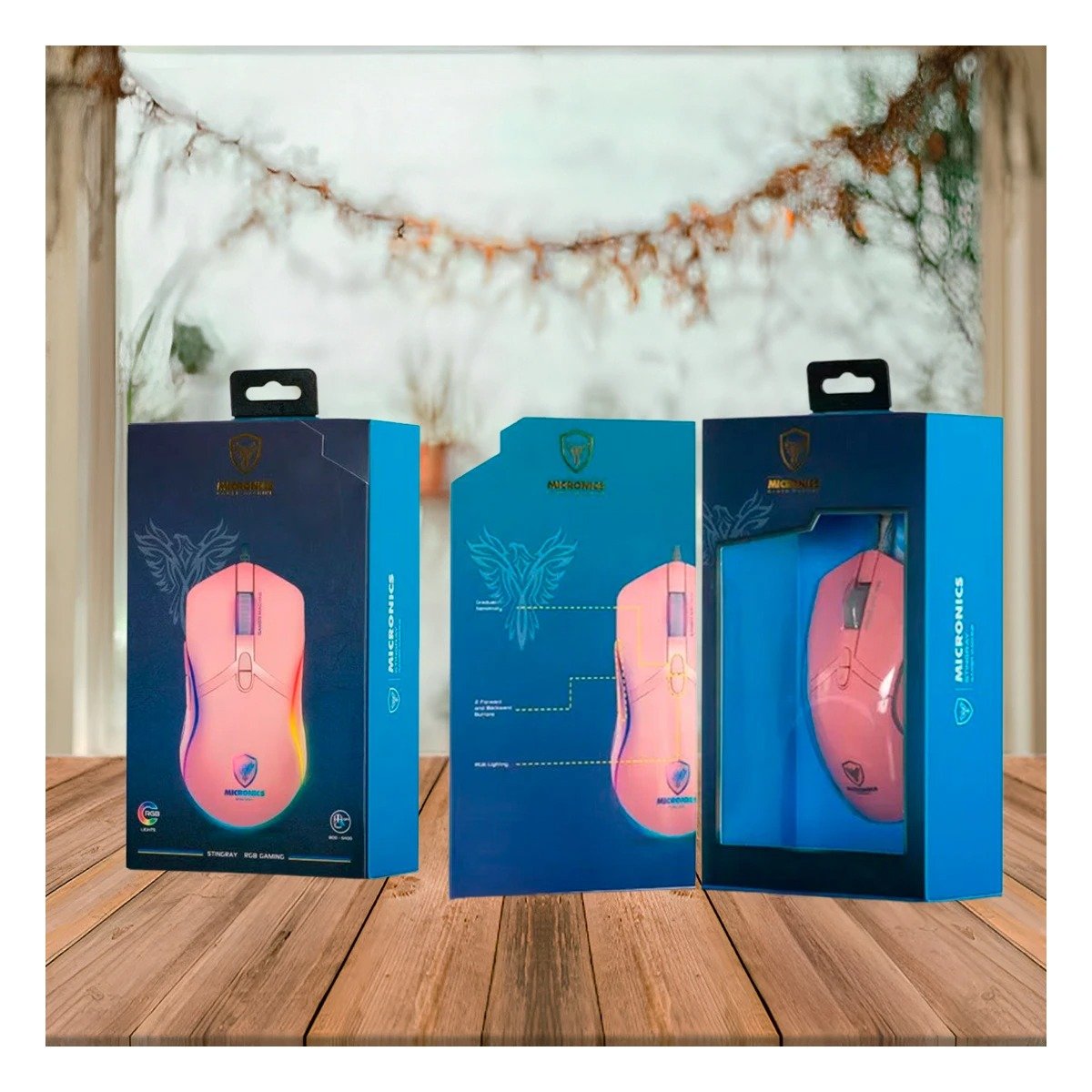 MOUSE GAMER STINGRAY ROSADO PARA OFICINA CON ALTA PRECISION Y+PAPEL REGALO - 3