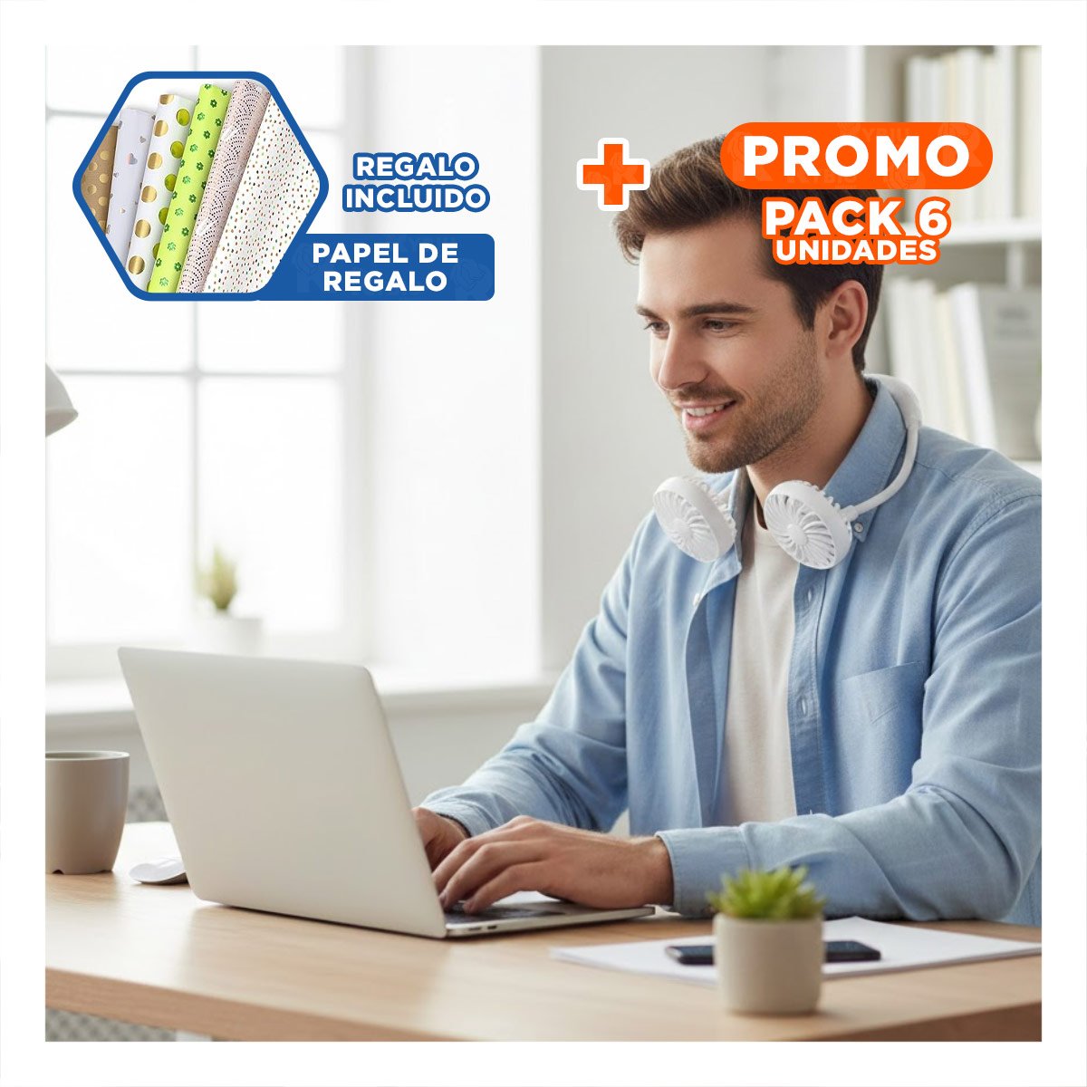 PACK6 MODULO ERGONOMICO RECARGABLE PARA CUELLO FLEXIBLE BLANCO Y+PAPEL REGALO - 1
