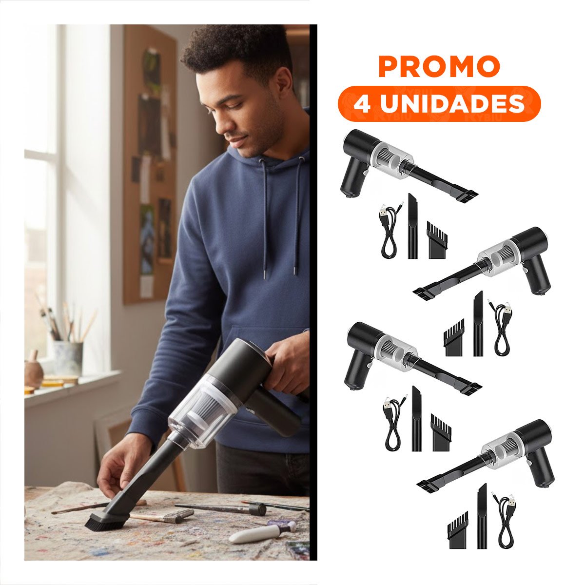 PACK4 HERRAMIENTA COMPACTA 3 EN 1 NEGRO PARA ESPACIOS REDUCIDOS DEL HOGAR Y+REGALO STICKER - 1