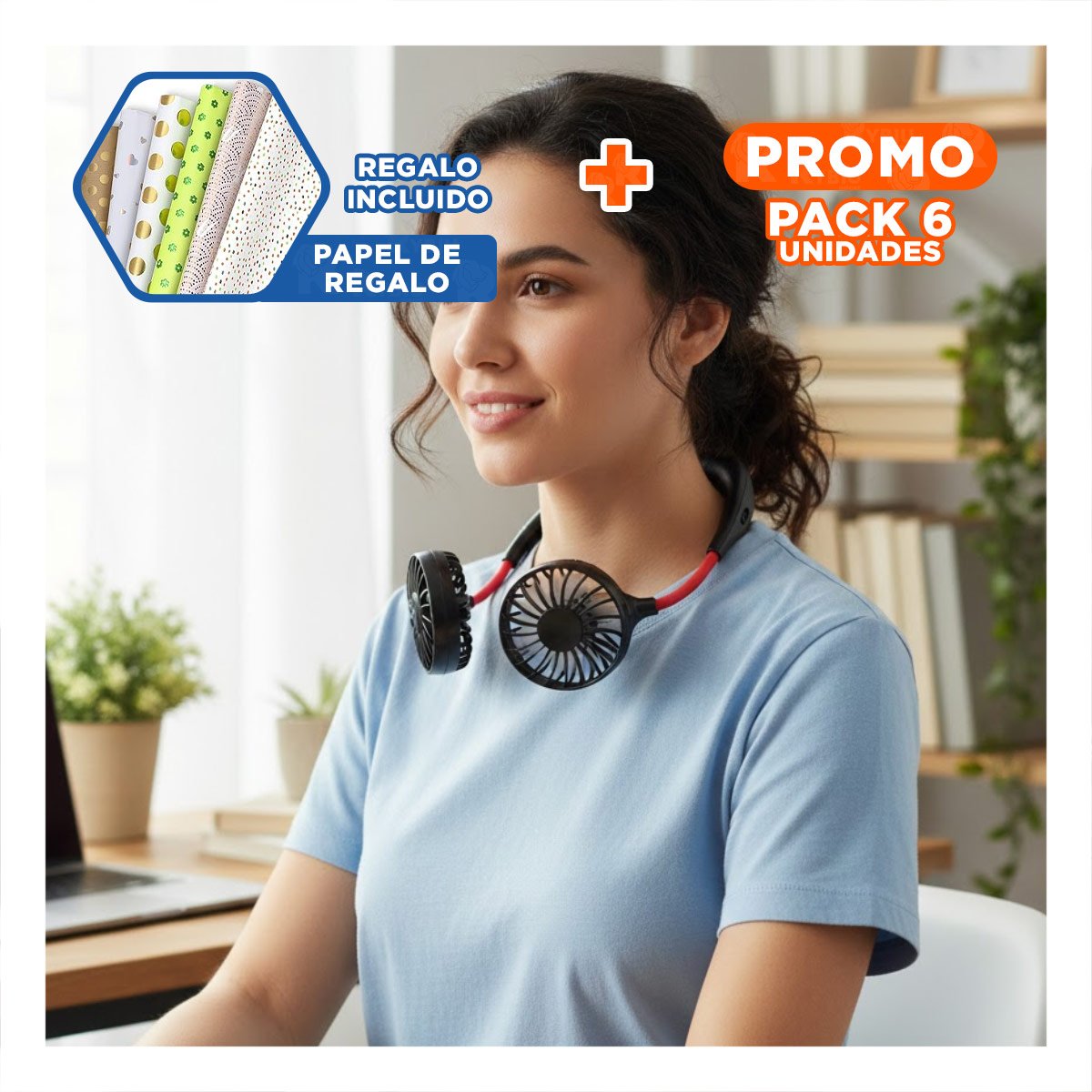 PACK6 MODULO ERGONOMICO RECARGABLE PARA CUELLO FLEXIBLE NEGRO Y+PAPEL REGALO - 1