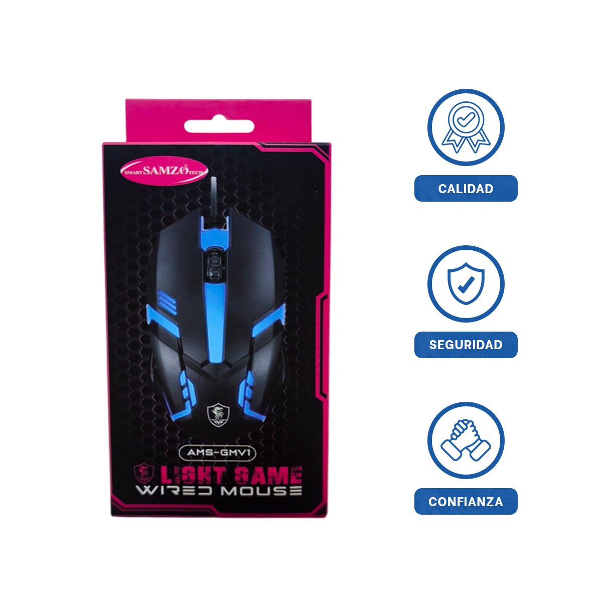PACK6 MOUSE LIGKT GAME NEGRO CON BOTONES LATERALES Y+REGALO STICKER - 2