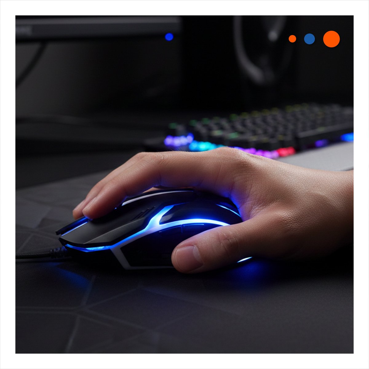 PACK6 MOUSE LIGKT GAME NEGRO CON BOTONES LATERALES Y+REGALO STICKER - 5