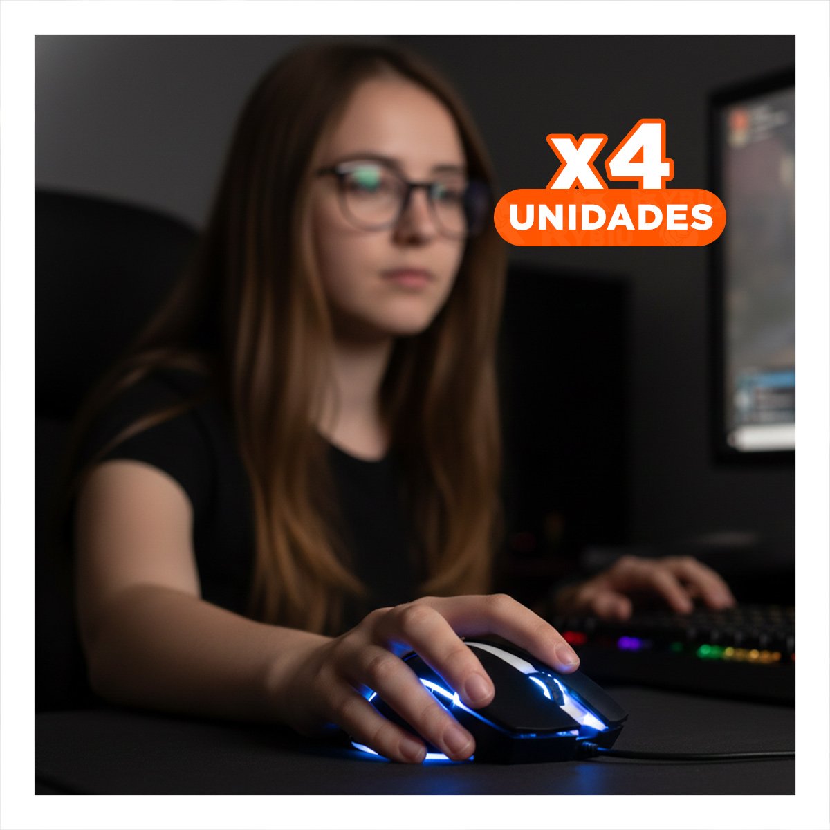 PACK4 MOUSE LIGKT GAME NEGRO CON RESPUESTA INSTANTANEA - 1